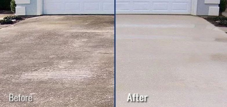 pressure washing driveway before and after